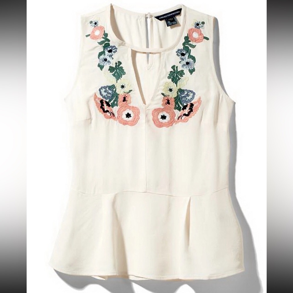 French Connection ～ melrose stitch sleeveless top, size 0, ivory cream